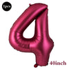 A single large, metallic pink foil number balloon shaped like the digit 4, measuring 40 inches.