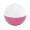 Pink and white spherical crystal ball video player with a clear dome top