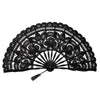 Black vintage lace hand fan with a decorative tassel pendant