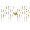 A set of 48 spiral birthday cake candles with star toppers, featuring a gold or bronze color.