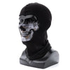 Black ice silk face mask featuring a detailed skull pattern for cosplay and festivals