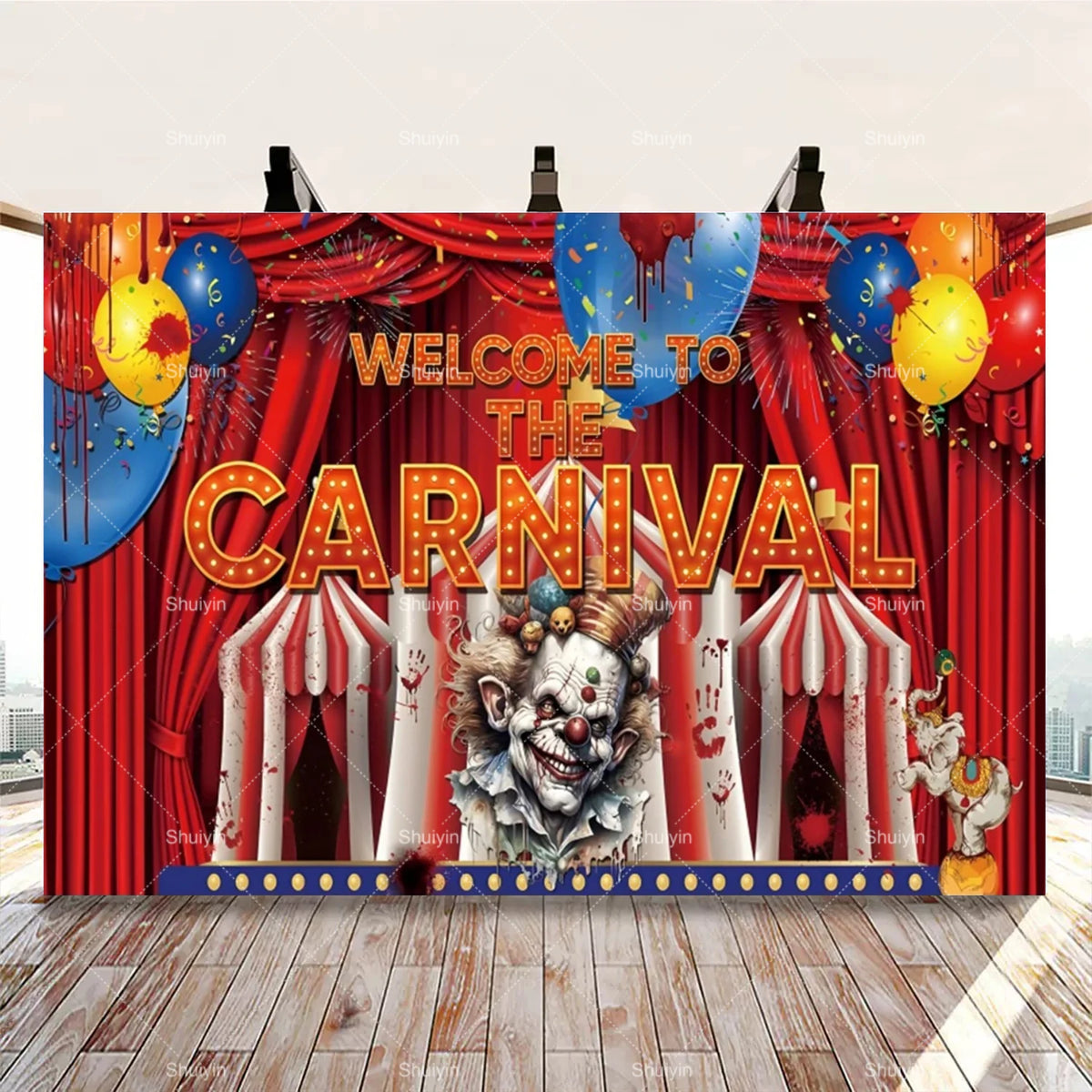 Evil Clown Circus Halloween Photography Backdrop