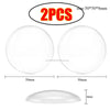 Two white silicone door stoppers or bumpers with a size of 50mm by 50mm and an 8mm thickness.