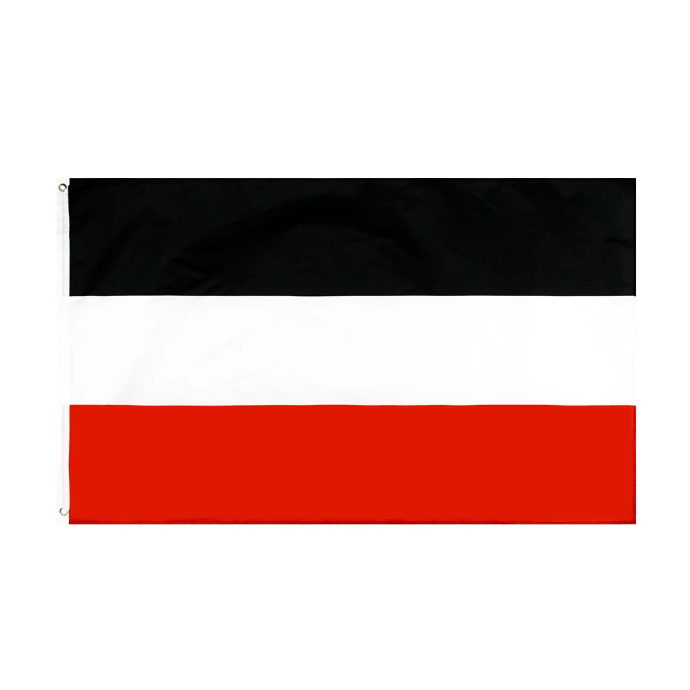 A rectangular banner displaying the black, white, and red vertical stripes of the German Empire flag.