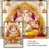 Golden Ganesha canvas art print featuring Lord Ganesha in a regal pose on a decorative background