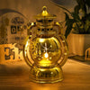 A golden LED lantern night light with a dome shape, glowing warmly on a wooden surface.