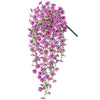 A cascade of artificial purple morning glory flowers with a UV-resistant finish.