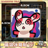 A cute, stylized white and pink rabbit fridge magnet tile with black accents.