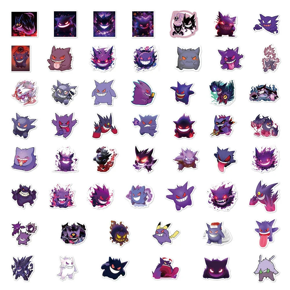 A collection of various anime and cartoon character decals stickers in different colors and styles.