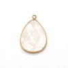 A teardrop-shaped natural agate and rose quartz pendant charm with a gold-toned bail.