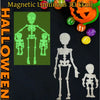 A set of poseable magnetic skull fridge magnets featuring green and white skeletal figures.