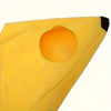 A bright yellow kids banana costume with a cutout for the face.