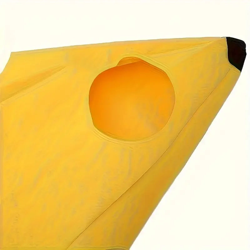 A bright yellow kids banana costume with a cutout for the face.