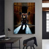 A canvas wall art print featuring a teddy bear silhouette standing on a reflective surface.