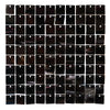 Black iridescent sequin shimmer wall panels arranged in a grid pattern.