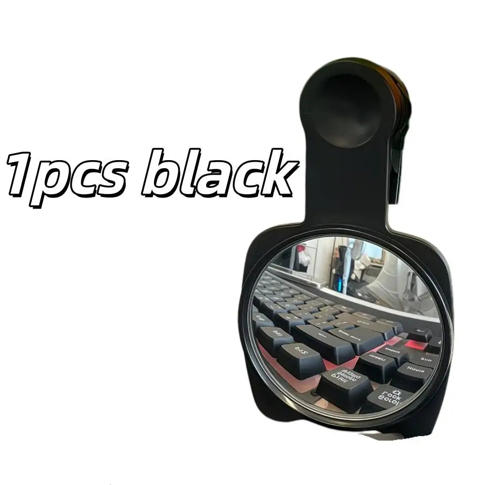A black 360° adjustable privacy convex mirror for desk.
