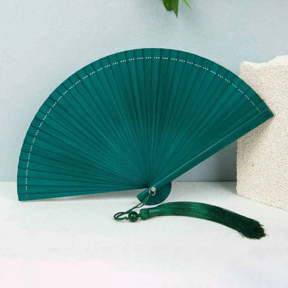 Classic Bamboo Folding Fan with Tassel