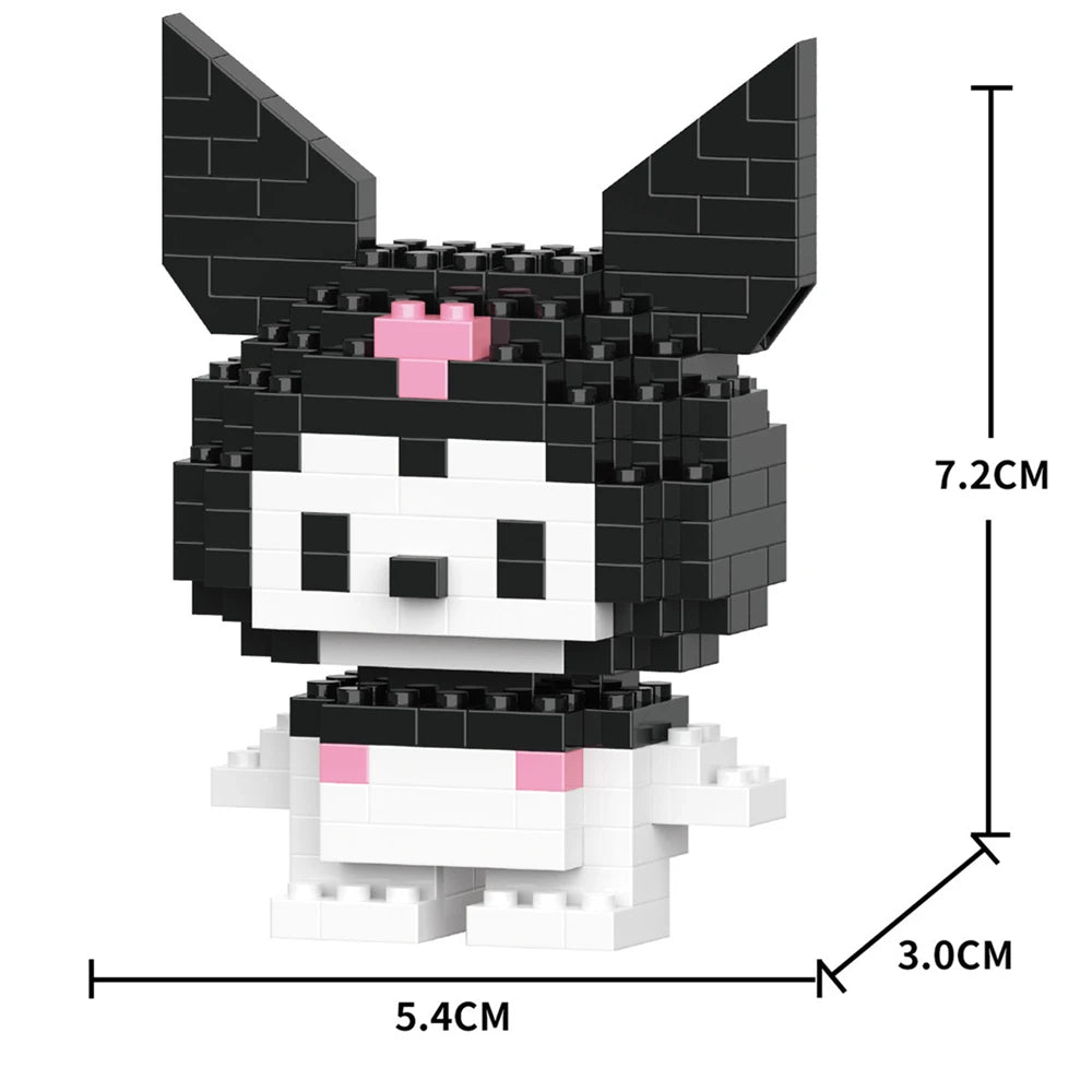 A black and white animal model kit featuring pink accents, shown with dimensions.