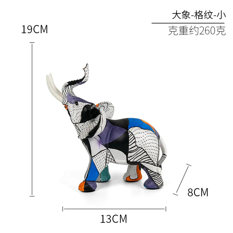 Colorful Elephant Resin Figurine for Home Decor