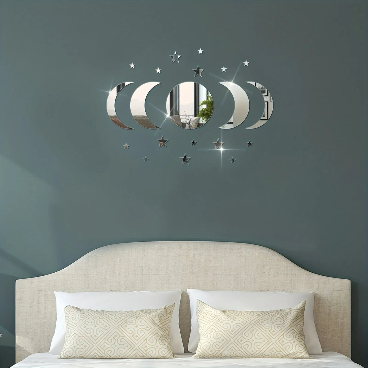 20-Piece Acrylic Moon & Star Wall Decals with 3D Mirror Finish