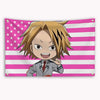 A banner featuring an anime character resembling Bakugou Katsuki against a pink and white striped background with stars.