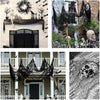 A collection of spooky Halloween gauze fabric decorations including a wreath, spiderwebs, and ghostly figures.