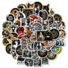 A collection of vintage art moon and sun decals featuring various celestial themes, faces, and mystical imagery.