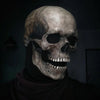 A realistic full head latex skull cosplay mask displayed against a dark background.