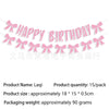 Pink bow disposable party tableware set with happy birthday text