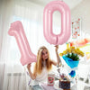 Pastel Pink Foil Number Balloons (0-9) for Birthday Party Decorations