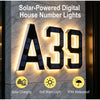 Señal de número de casa digital alimentada por energía solar, mostrando A39, con luz cálida y protección IPX4 a prueba de agu