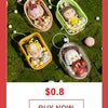 A collection of colorful ceramic food items and decorative elements arranged on green moss.