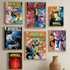 A collection of nine posters featuring characters from the Invincible series in various dynamic poses and colors.
