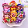 A collection of colorful resin clown charms featuring various expressions and outfits for DIY crafts