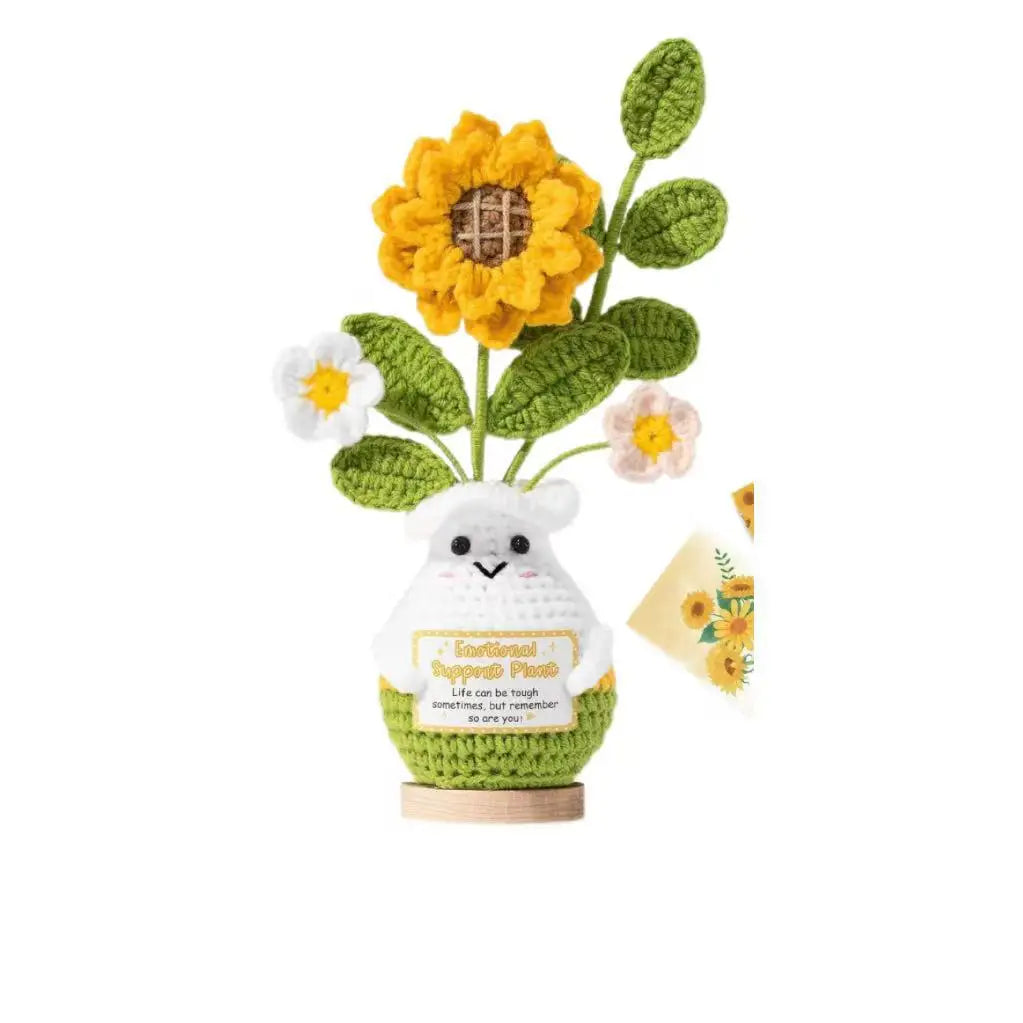 Handmade Crochet Tulip & Sunflower Potted Plant Set