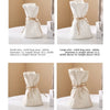 A set of ceramic and glass money bag shaped vases for hydroponic plants, shown in white with gold string accents.