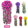 Artificial violet ivy hanging garland featuring various shades of purple, pink, and white flowers