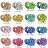 A collection of metallic latex balloons in various colors including gold silver green pink red blue and purple.