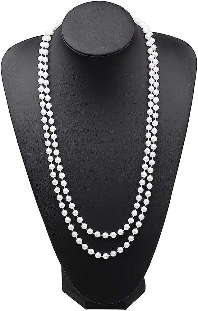 1920s Gatsby Flapper Accessory Set with Headband, Gloves, Pearl Necklace & Cigarette Holder