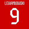 Red canvas wall art featuring the number 9 for Lewandowski