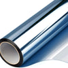 A roll of blue privacy window film showing its rolled edge and smooth surface.