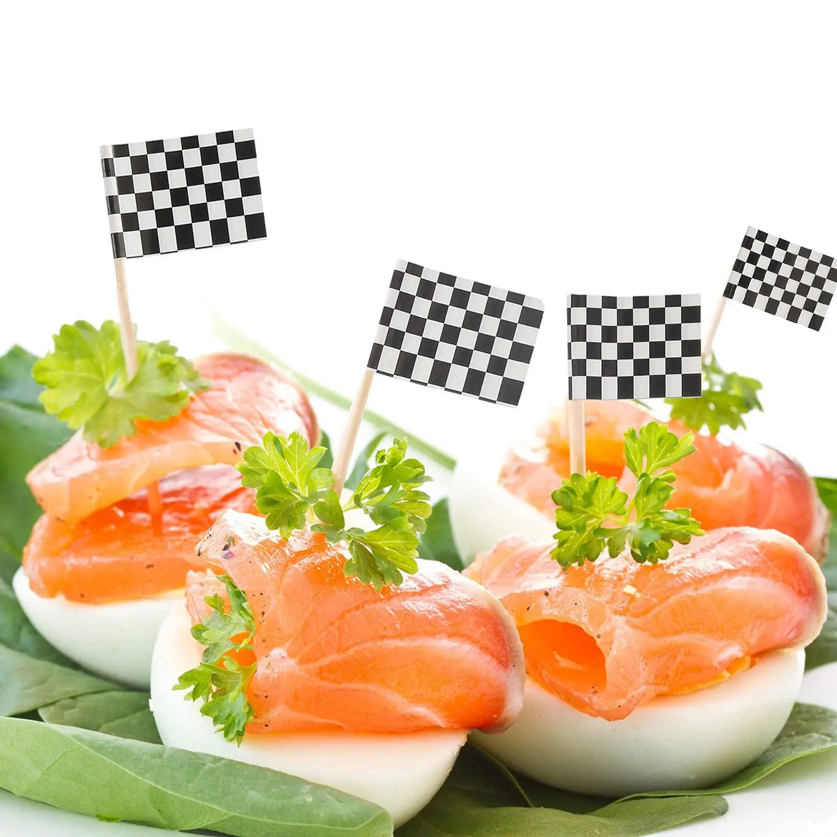 Checkered Racing Flag Toothpicks for Cupcakes & Party Decor