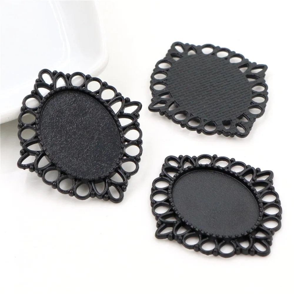 Vintage Style Cameo Pendant Bases with Ornate Gold or Silver Finish