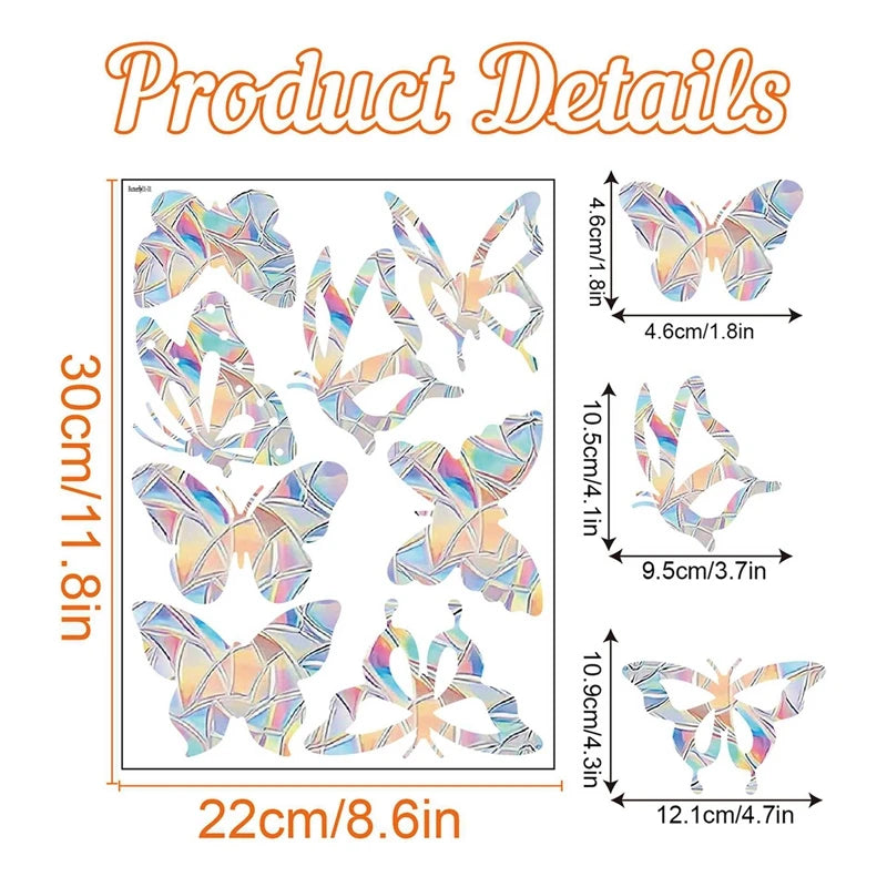 Rainbow suncatcher window stickers featuring colorful cat and butterfly designs.