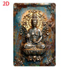 A bronze metal wall art statue of the goddess Durga Lakshmi with a crown and halo.