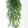 A long, cascading artificial ivy garland with green leaves hanging down.