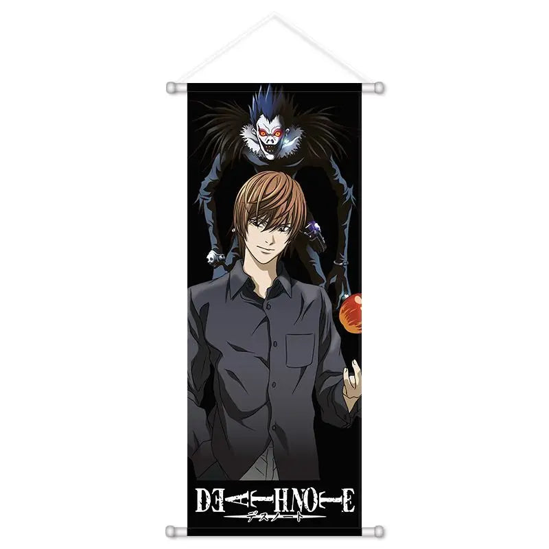 A vertical poster featuring a dark, menacing figure with spiky hair and glowing eyes against a black background.
