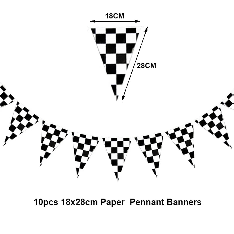 Race Car Birthday Party Balloon Decoration Set with Traffic Lights, Cones & Checkered Flags