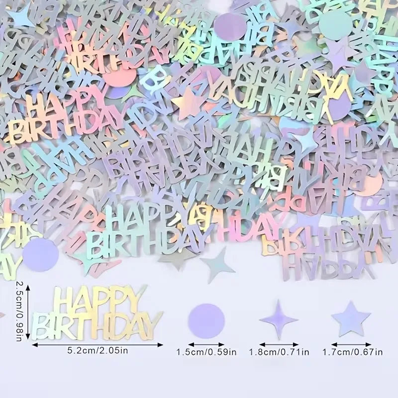 Holographic disco confetti in various pastel colors and star shapes for parties