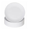A stack of white eco-friendly disposable paper plates.